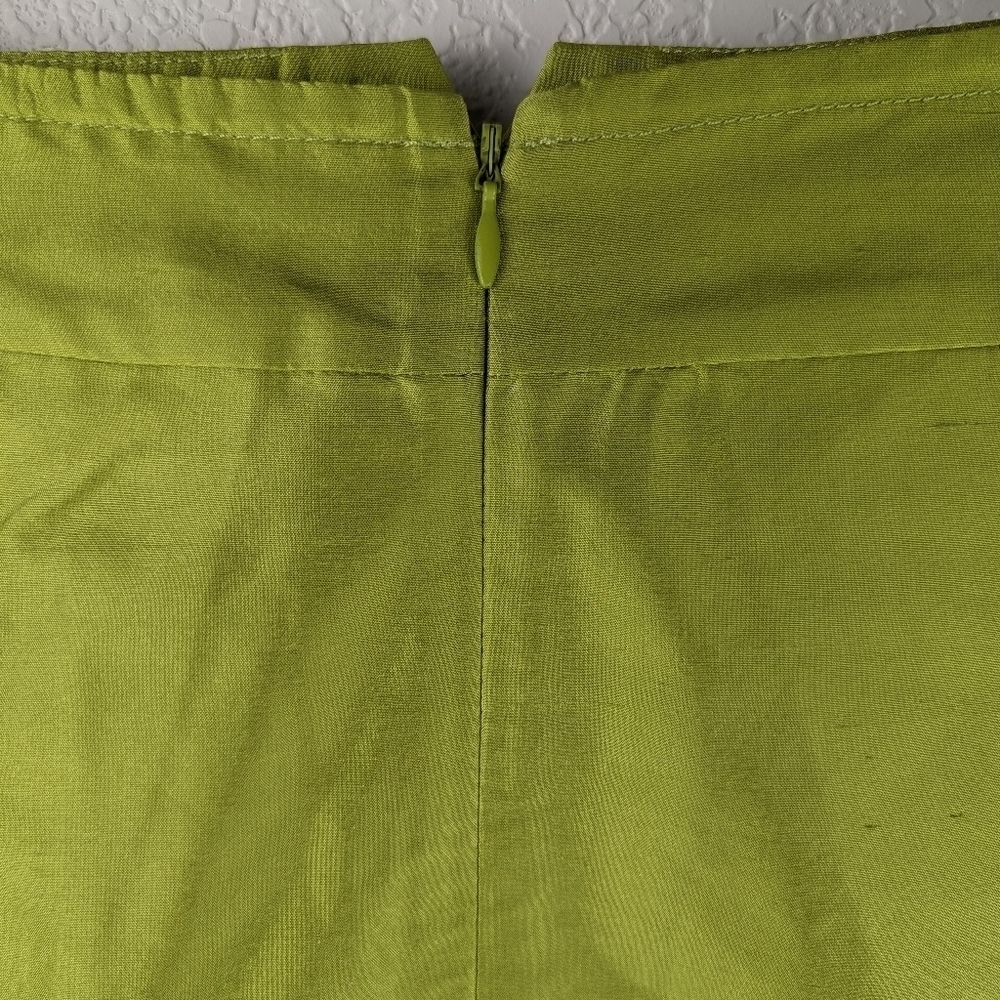 Y2K Trina Turk Silk Bow Mini Skirt Chartreuse Green S - Picture 6 of 12